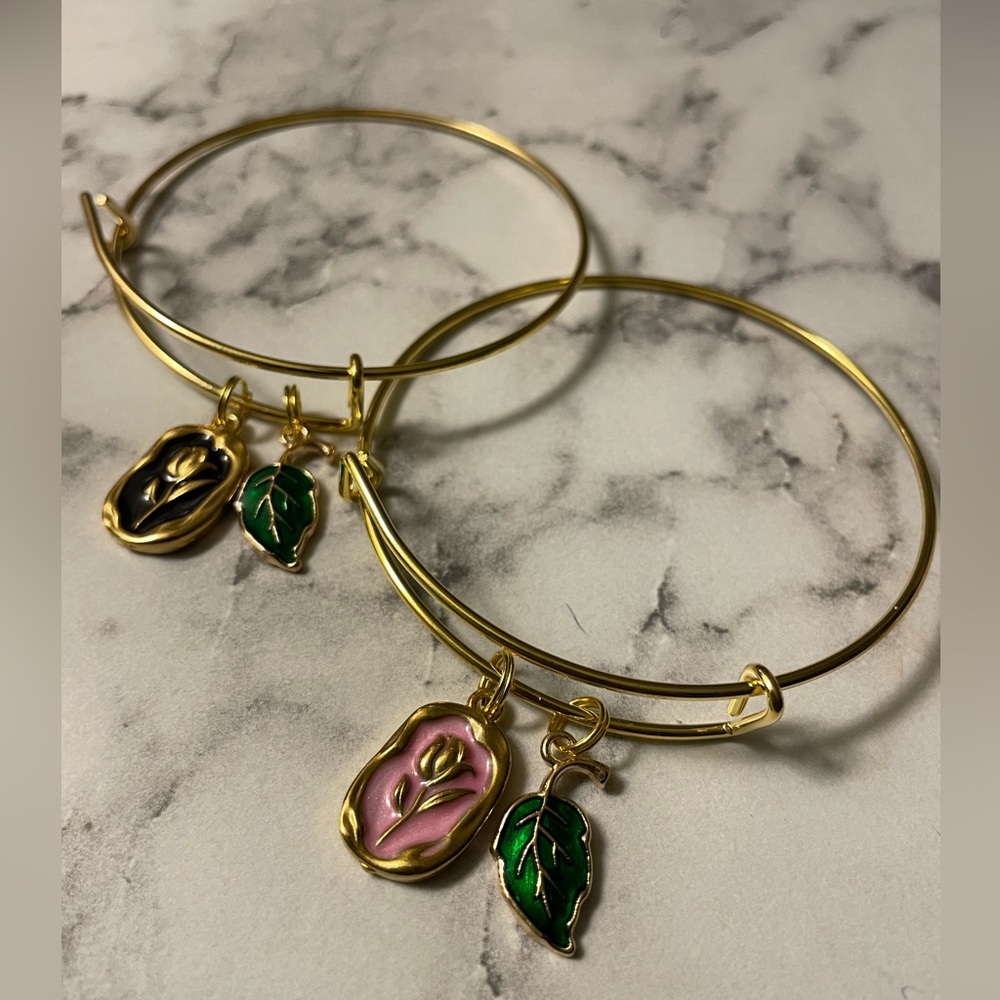 1pc Rose & Leaf Bangle (Handmade)